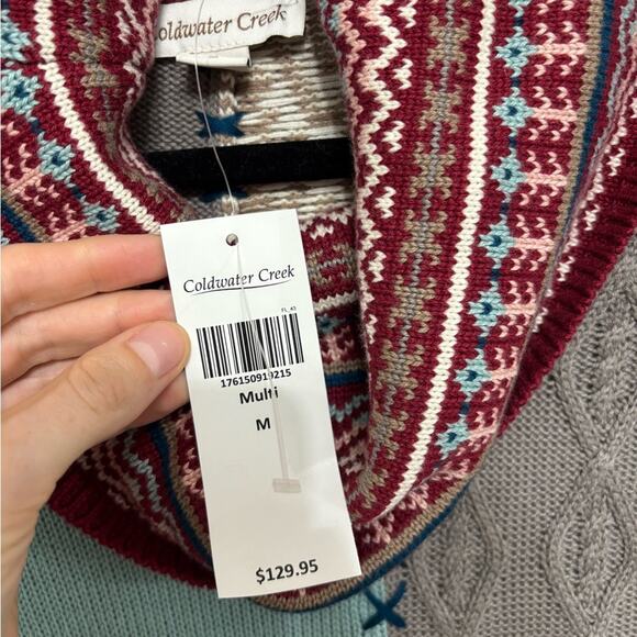 NWT Coldwater Creek Patchwork Cowl Neck Tunic Sweater - Size M - Picture 5 of 7